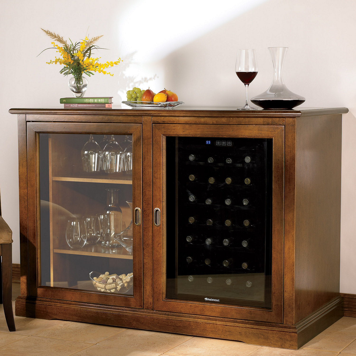 Shop Siena Mezzo Walnut Wine Credenza Overstock 11488173