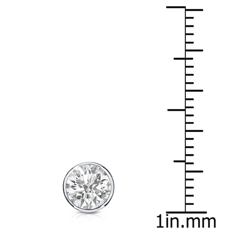 Auriya 14k Gold 3/4ct TDW Round Bezel Set SINGLE STUD (1) Diamond Earring