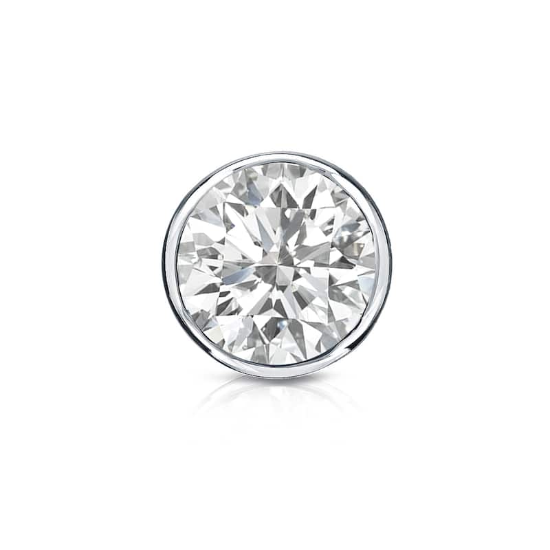 Auriya 14k Gold 3/4ct TDW Round Bezel Set SINGLE STUD (1) Diamond Earring