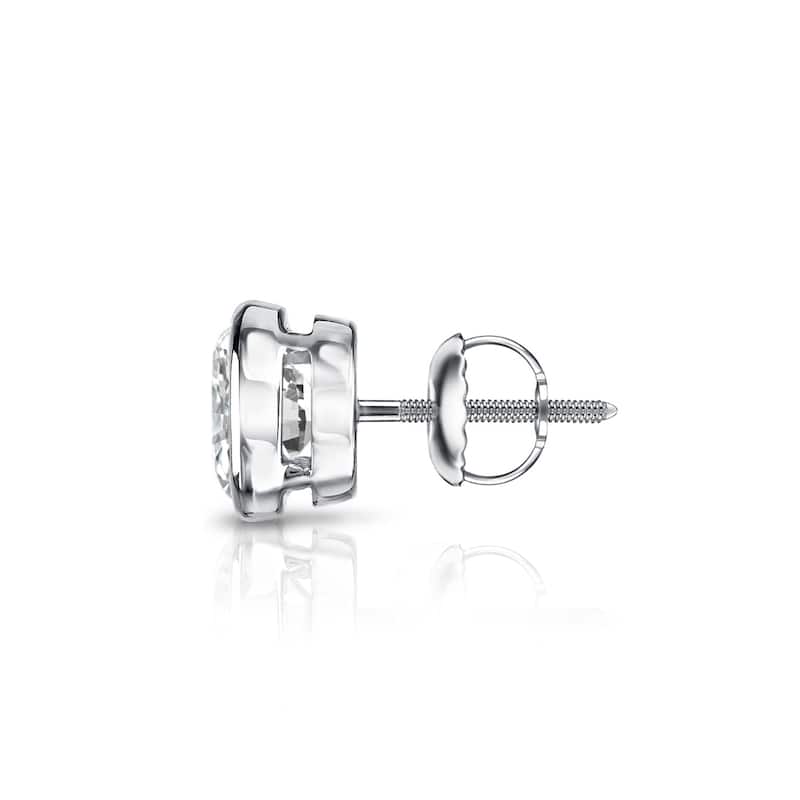 Auriya 14k Gold 3/4ct TDW Round Bezel Set SINGLE STUD (1) Diamond Earring