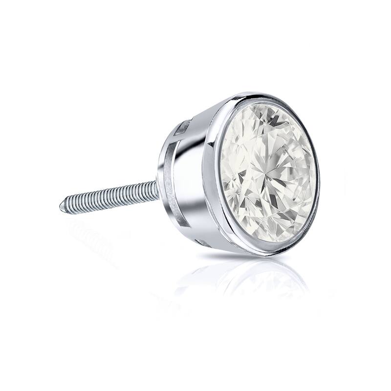 Auriya 14k Gold 3/4ct TDW Round Bezel Set SINGLE STUD (1) Diamond Earring - White