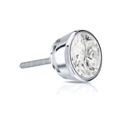Auriya 14k Gold 3/4ct TDW Round Bezel Set SINGLE STUD (1) Diamond Earring