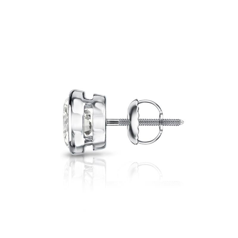 Auriya 14k Gold 3/4ct TDW Round Bezel Set SINGLE STUD (1) Diamond Earring