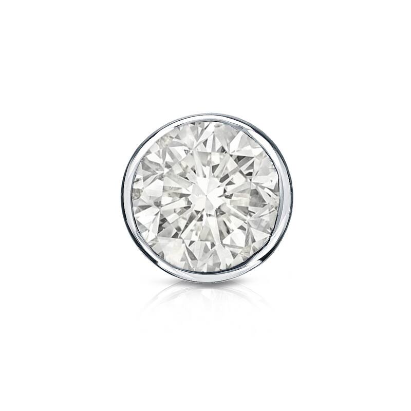 Auriya 14k Gold 3/4ct TDW Round Bezel Set SINGLE STUD (1) Diamond Earring