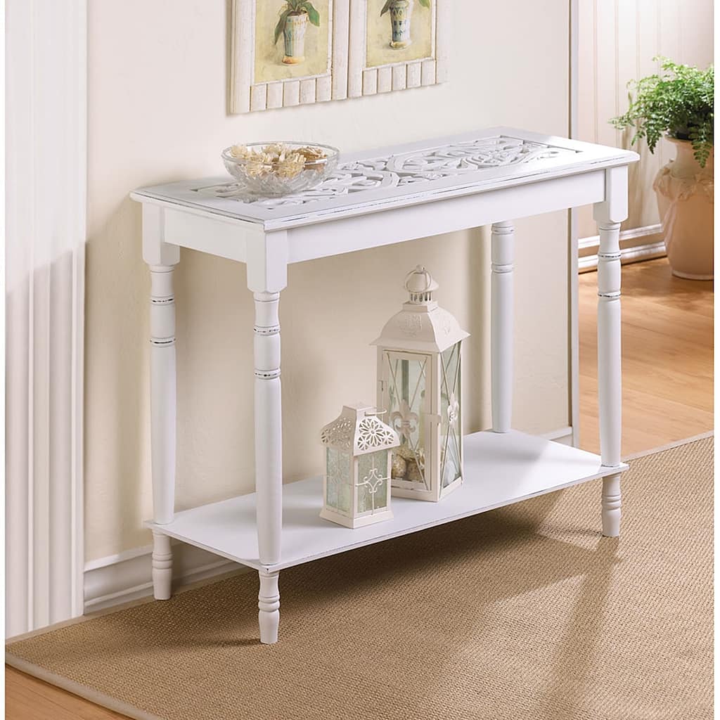 Elizabeth Carved White Console Table