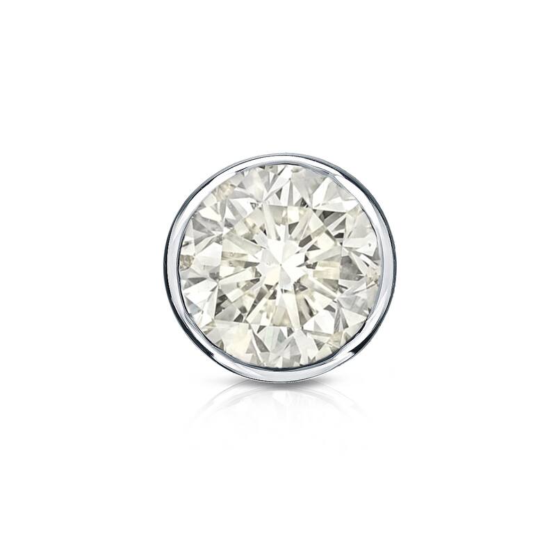 Auriya 14k Gold 3/4ct TDW Round Bezel-Set SINGLE STUD (1) Diamond Earring