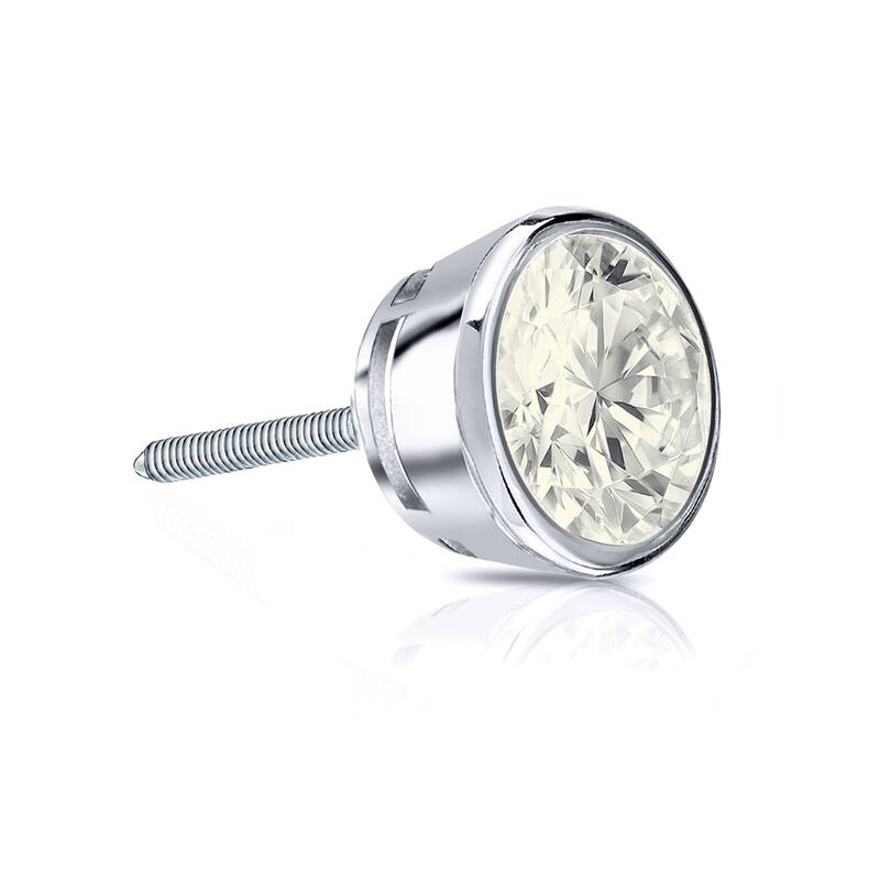 Auriya 14k Gold 3/4ct TDW Round Bezel-Set SINGLE STUD (1) Diamond Earring - White