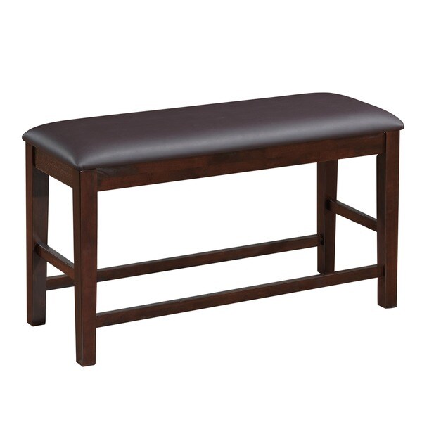 CorLiving Chocolate Brown Bonded Leather Counter Height Dining Bench