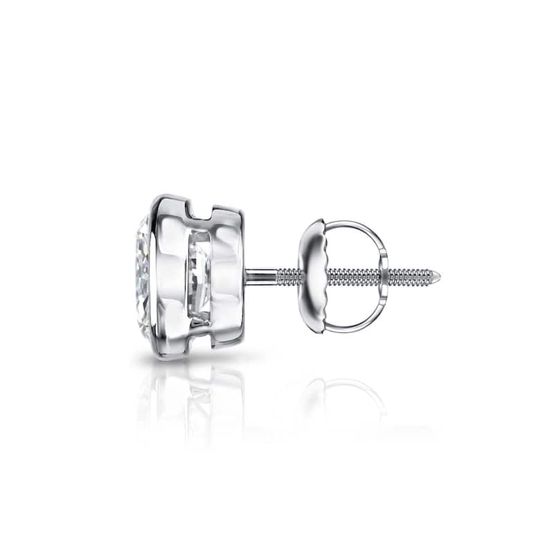 Auriya 1ctw Bezel Set Round Diamond SINGLE STUD (1) Earring 14k Gold