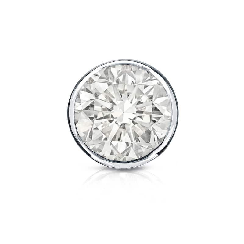 Auriya 14k Gold 1ct TDW Round Bezel-Set SINGLE STUD (1) Diamond Earring