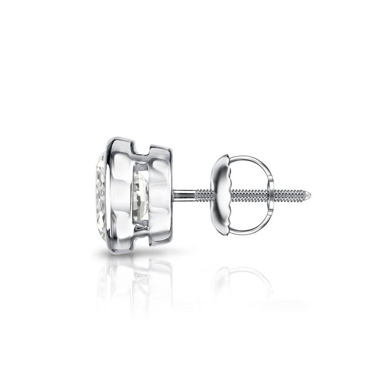 Auriya 14k Gold 1ct TDW Round Bezel-Set SINGLE STUD (1) Diamond Earring