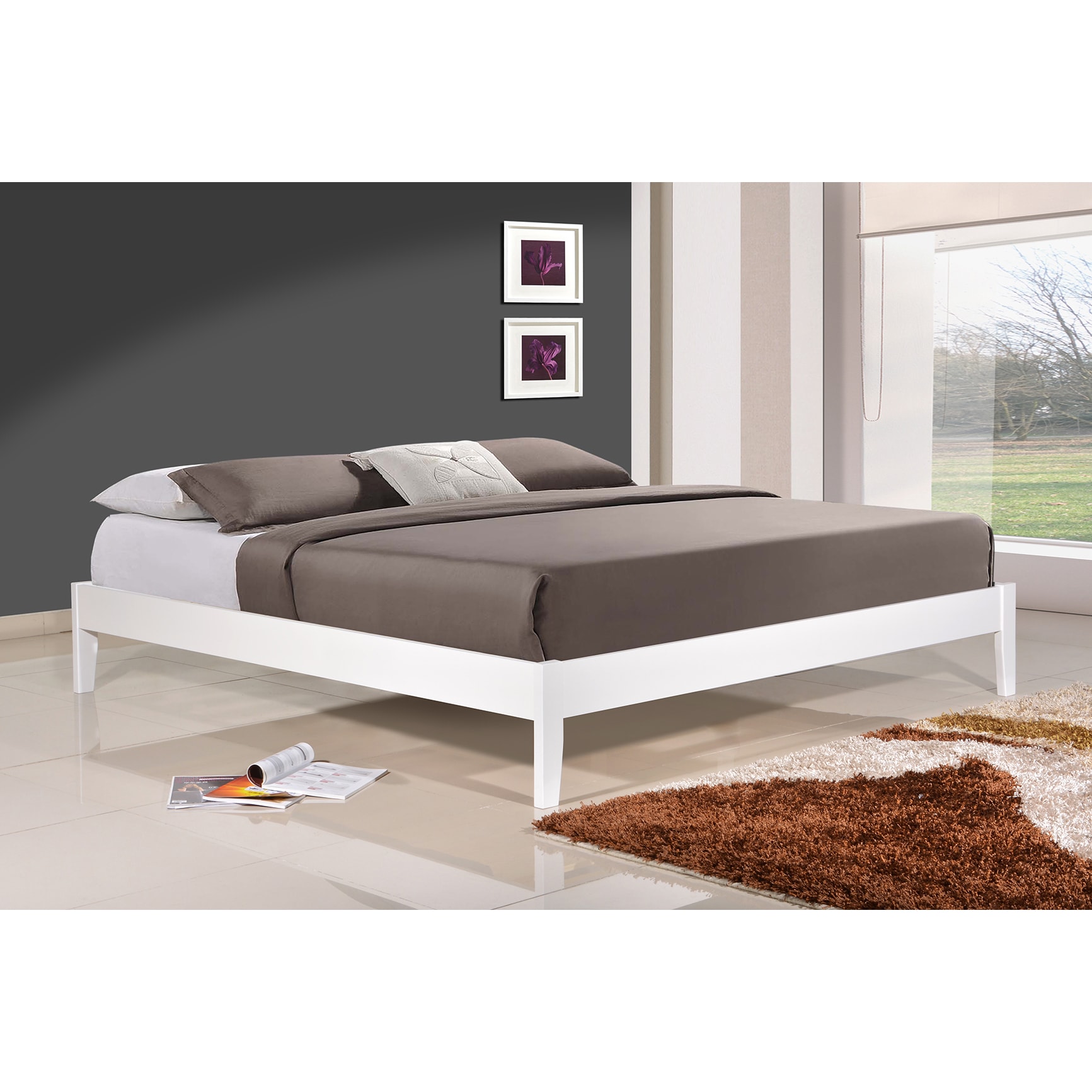 Altozzo Manhattan White Eco Friendly Solid Wood King Size Eco Friendly Solid Wood King Size