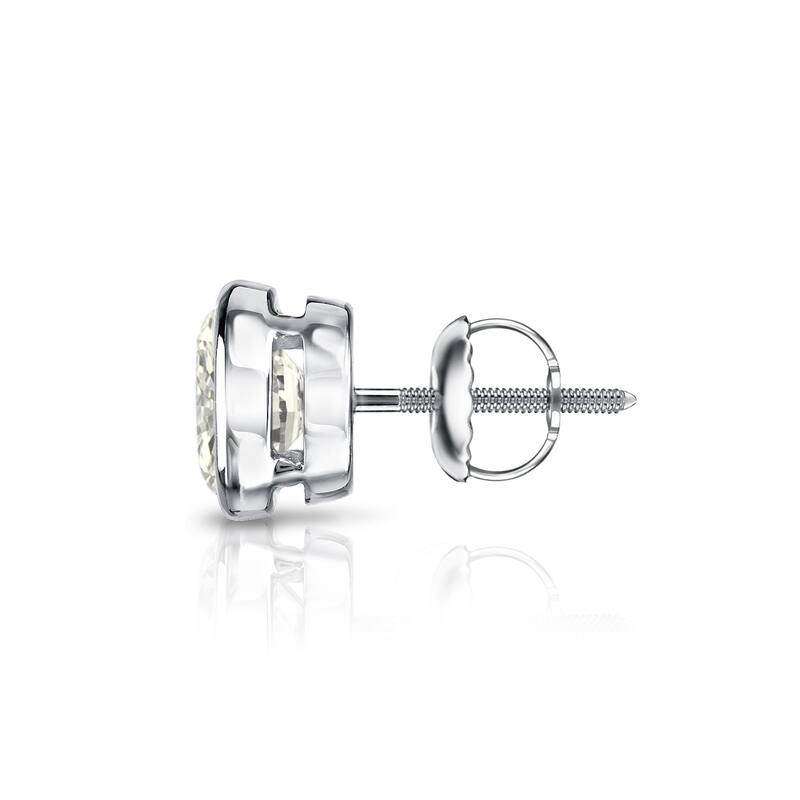 Auriya 14k Gold 1ct TDW Round Bezel-Set SINGLE STUD (1) Diamond Earring