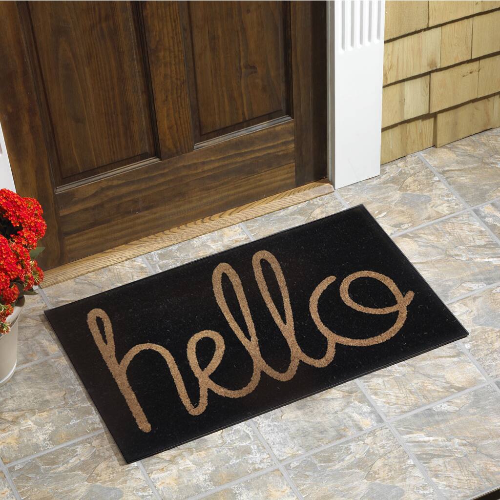 Hello Vinyl Backed Coir Door Mat