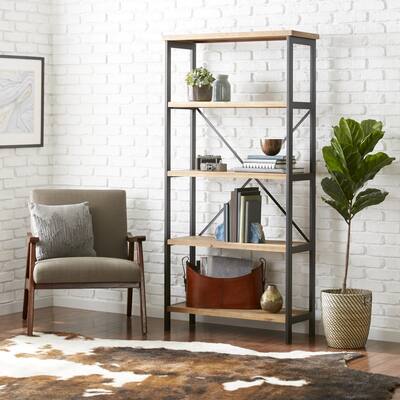 Winsten Industrial Wood/ Metal Bookcase by Christopher Knight Home - 34.25" W x 13.50" D x 68.70" H