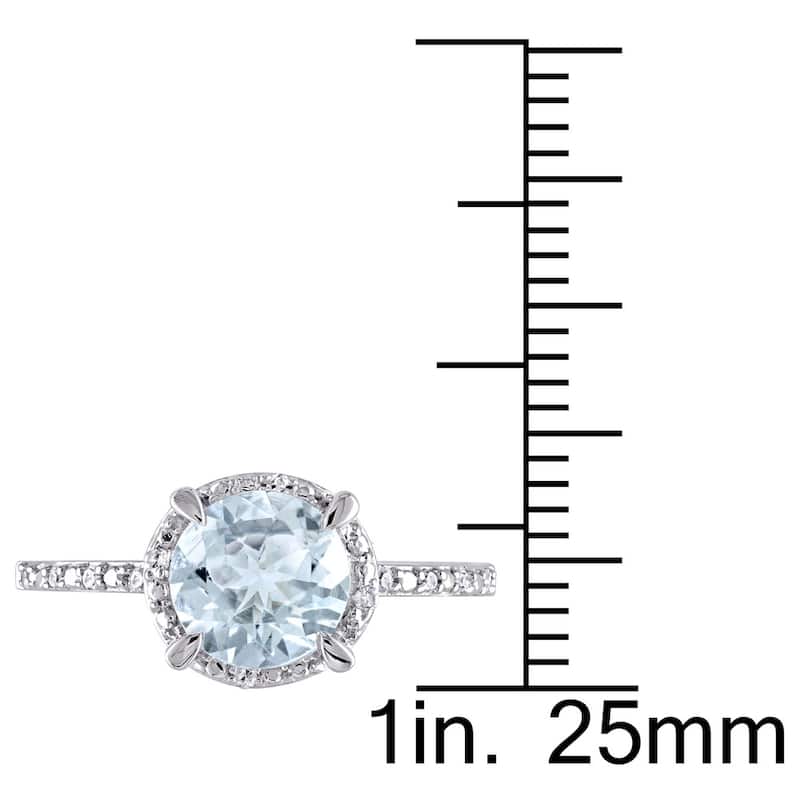 Miadora 10k White Gold Aquamarine and Diamond Accent Halo Ring - Blue
