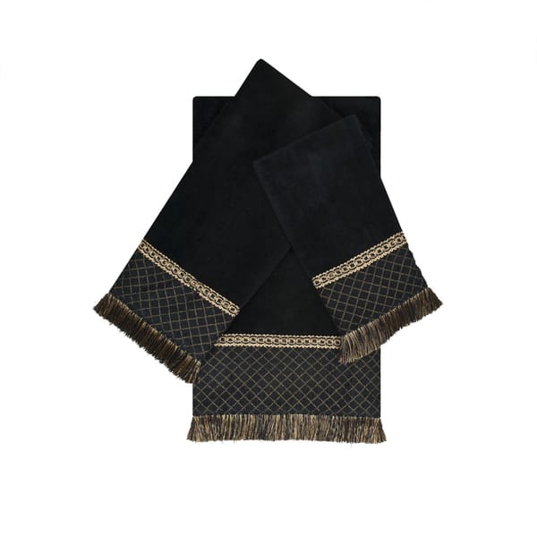 Austin Horn Classics Arcadia Black 3-piece Decorative Embellished Towel ...