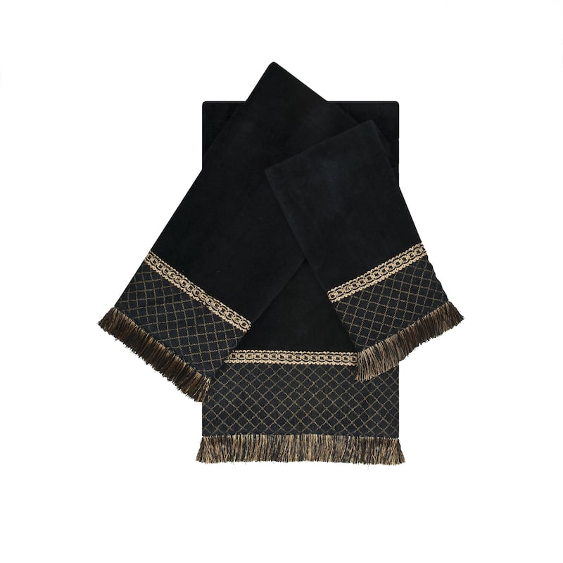 Austin Horn Classics Arcadia Black 3-piece Decorative Embellished Towel Set
