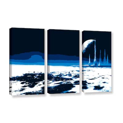 ArtWall Niel Hemsley's Moon Sea 3-piece Gallery Wrapped Canvas Set