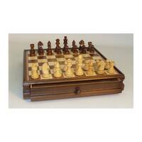15-inch Walnut and Maple Drawer Chest Chess Set