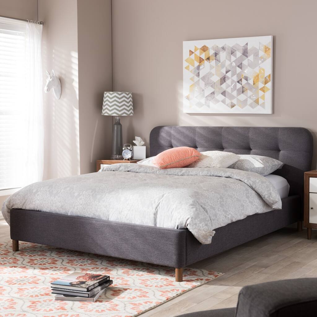 Carson Carrington Alingsas Mid-Centry Modern Bed-Dark Grey