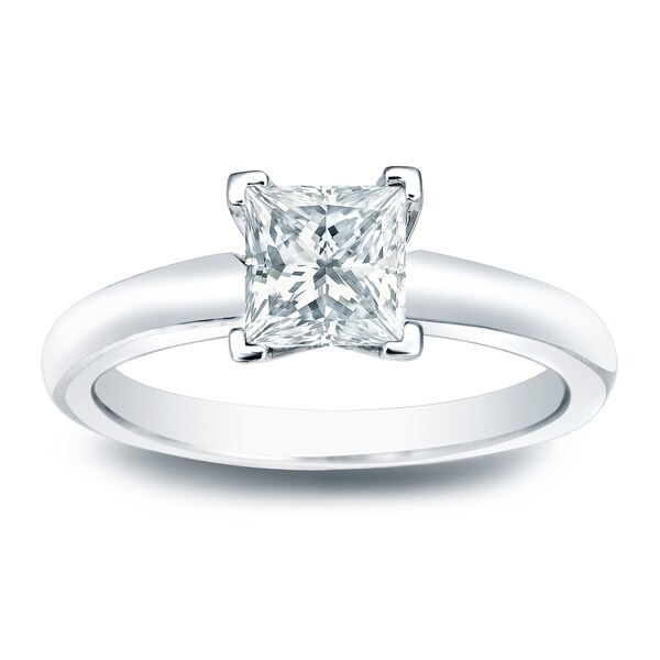 Auriya 14k Gold 1/4ct TDW Princess-cut Diamond Solitaire Engagement Ring