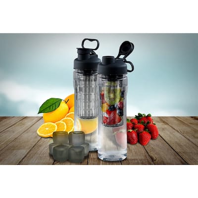 Fruit Infuser Tritan 28-ounce Water Bottle with Reusable Ice Cubes