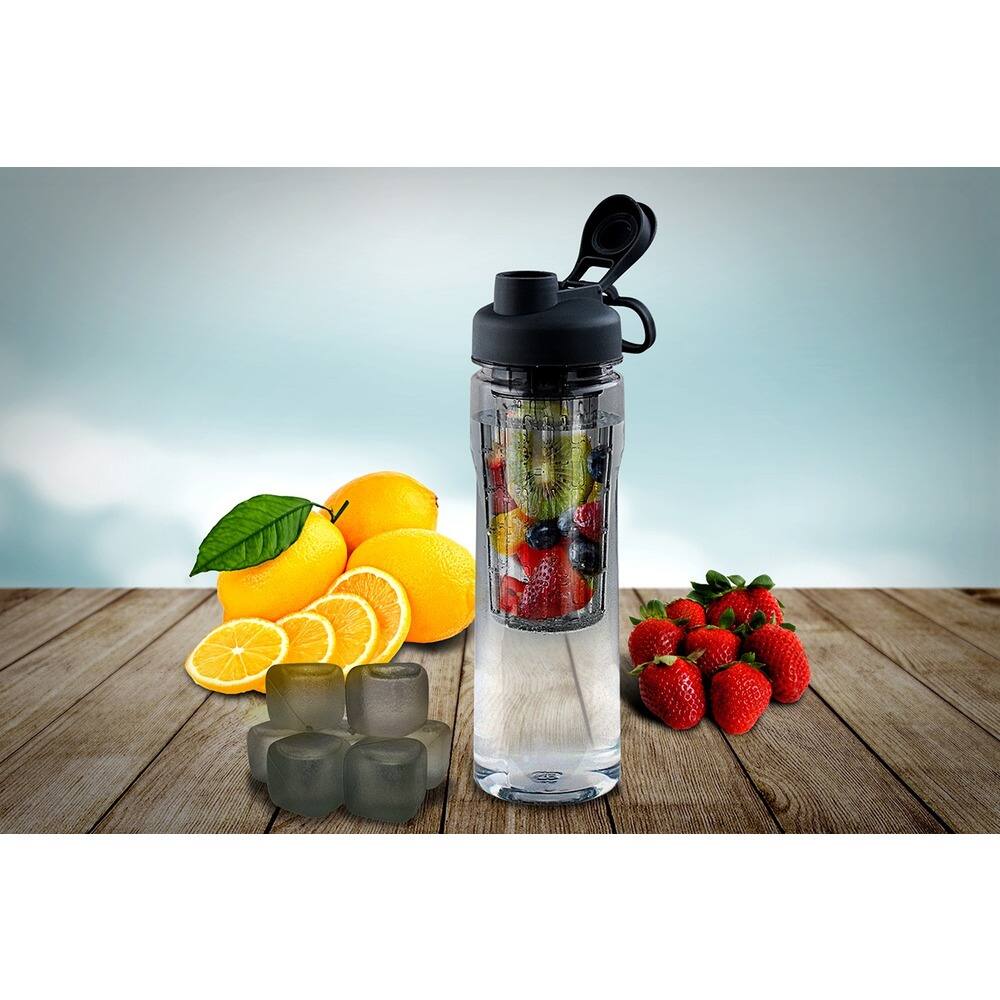Fruit Infuser Tritan 28 oz. Water Bottle with Reusable Ice Cubes