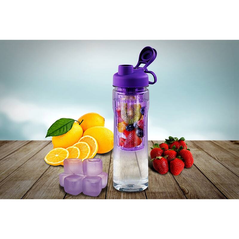 Fruit Infuser Tritan 28 oz. Water Bottle with Reusable Ice Cubes