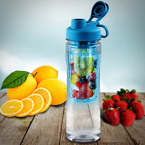 Fruit Infuser Tritan 28 oz. Water Bottle with Reusable Ice Cubes ...