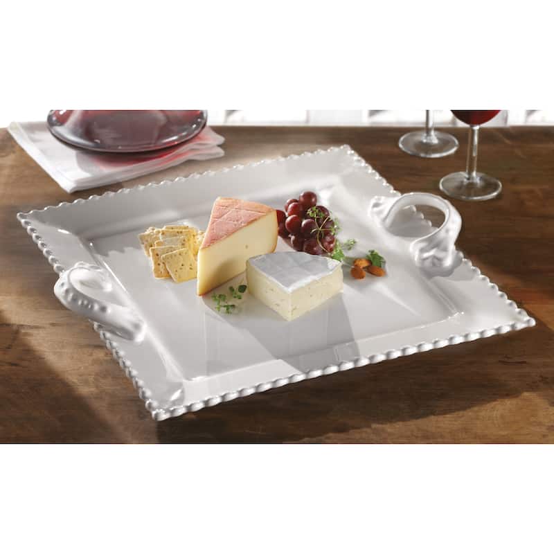 American Atelier Bianca Bead Sqaure Platter - Bianca Bead Sqaure Platter