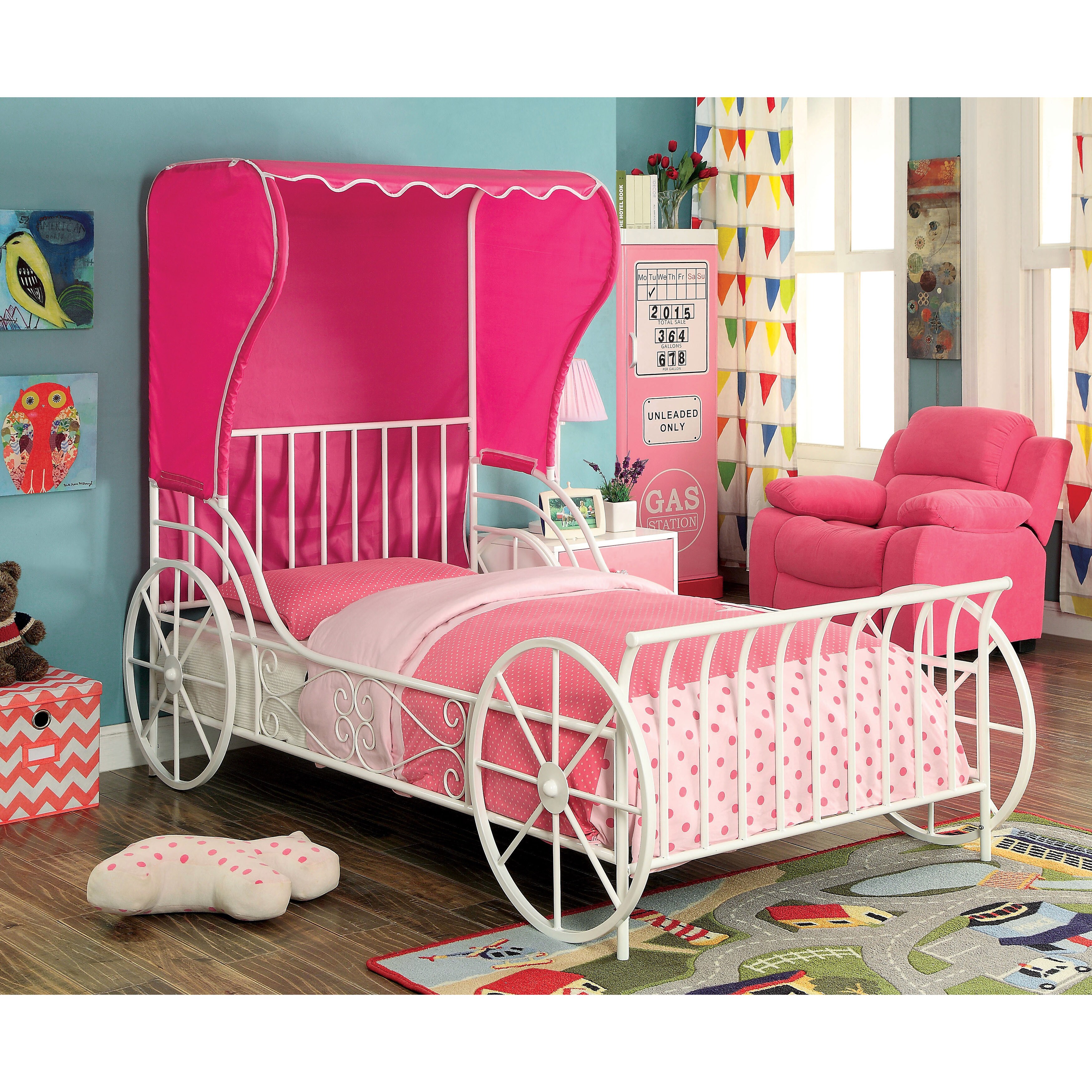 pink carriage bed