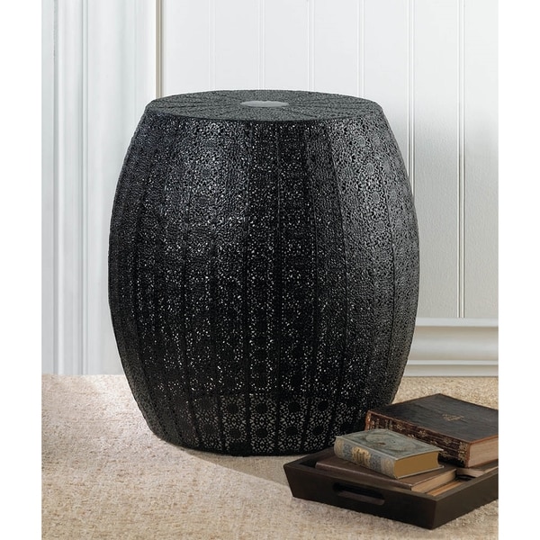 Moroccan Patterned Wide Black Garden Stool - Free Shipping Today