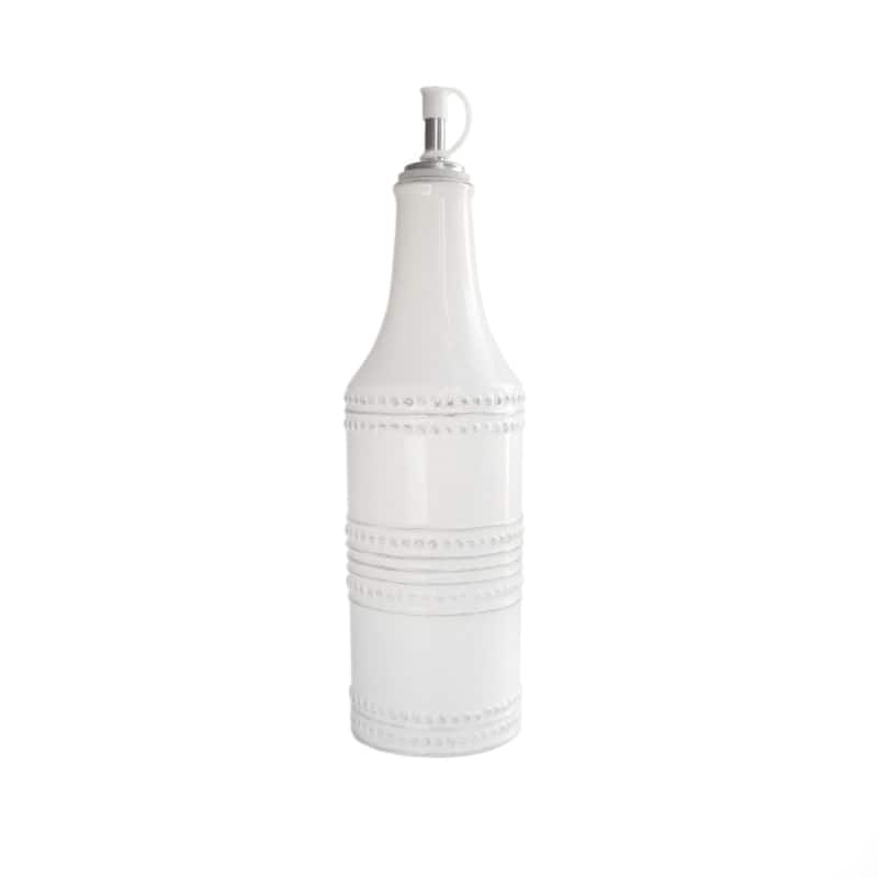 American Atelier Bianca Dotted White Earthenware Oil Bottle - Orange