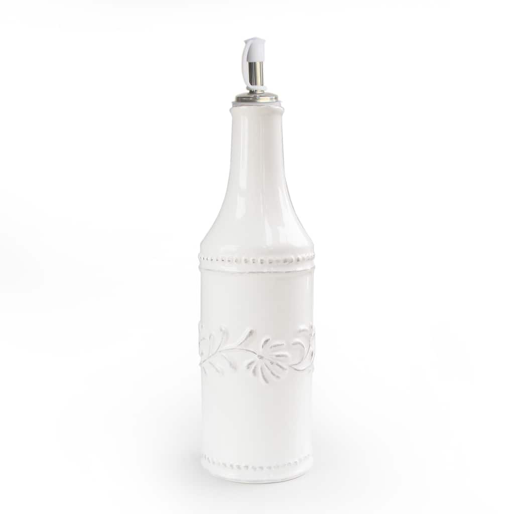 American Atelier Bianca Leaf White Earthenware Oil Bottle