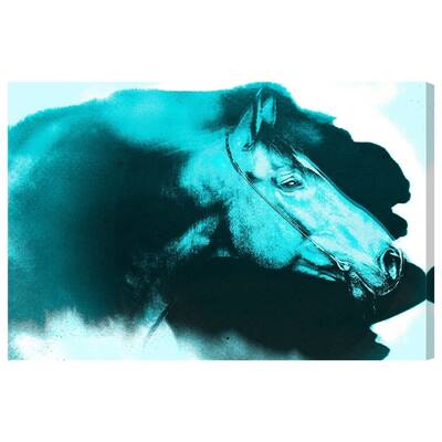 Oliver Gal 'Carson Kressley - Absorbed Neon Blue' Animals Wall Art Canvas Print - Green, Black