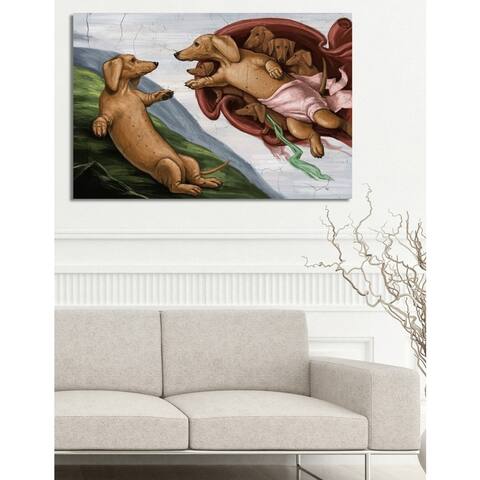 Oliver Gal 'Carson Kressley - The Creation of the Dog' Animals Wall Art Canvas Print - Brown, Green