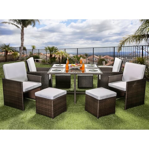 Furniture of America Ames Modern Espresso 9-piece Outdoor Dining Set