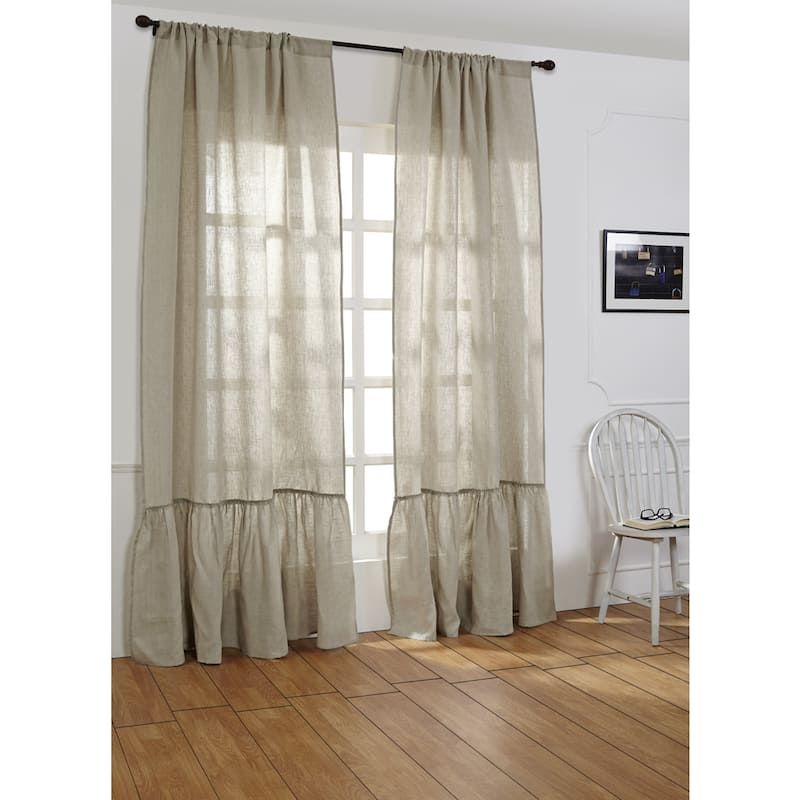 Laila Linen 96-inch Curtain Panel - 42 x 96 - 42 x 96 - Natural
