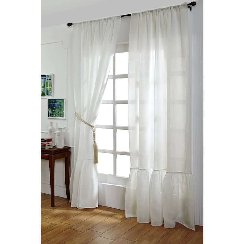 Laila Linen 96-inch Curtain Panel - 42 x 96 - 42 x 96 - White