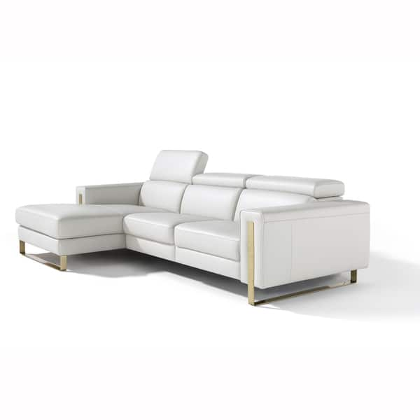 Ashley White Italian Leather Reclining Sofa And Chaise