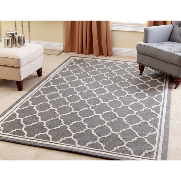Shop Abbyson Handtufted Courtney Grey New Zealand Wool Rug 5' x 8