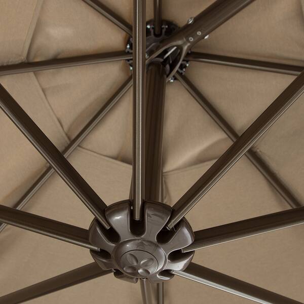 Shop Black Friday Deals On Abba Patio 11 Ft Octagon Cantilever Vented Tilt Crank Lift Patio Umbrella With Cross Base Tan Overstock 11503007