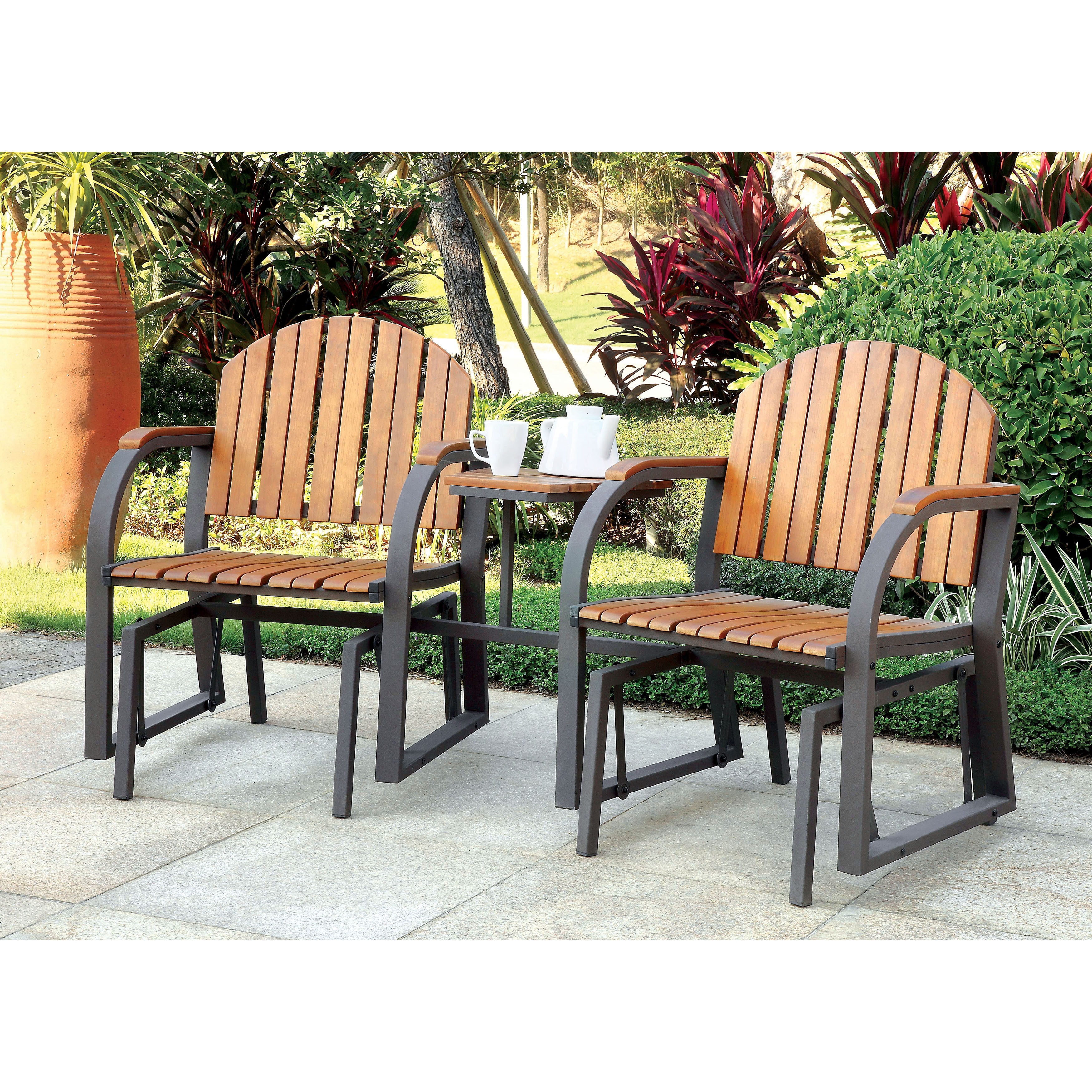 Furniture of America Liro Cottage Oak 3-piece Rocking Conversation Set
