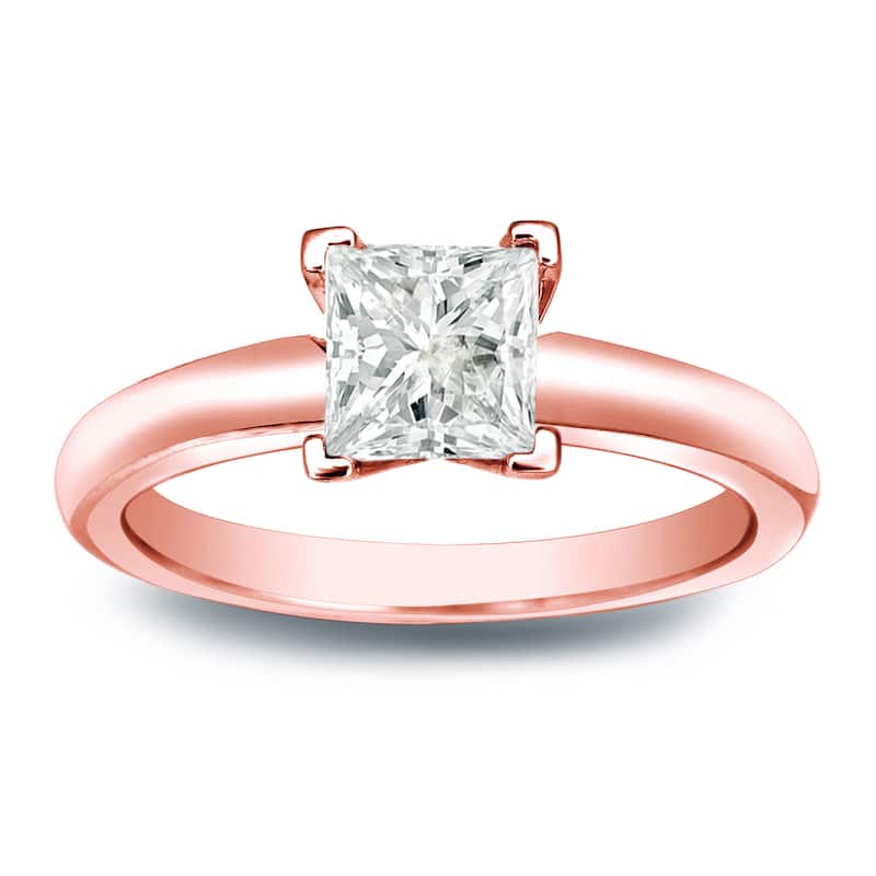 Auriya 14k Gold 1/4ctw Princess-cut Solitaire Diamond Engagement Ring (J-K, I1-I2)