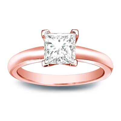 Auriya 14k Gold 1/3 carat TW Princess-cut Solitaire Diamond Engagement Ring
