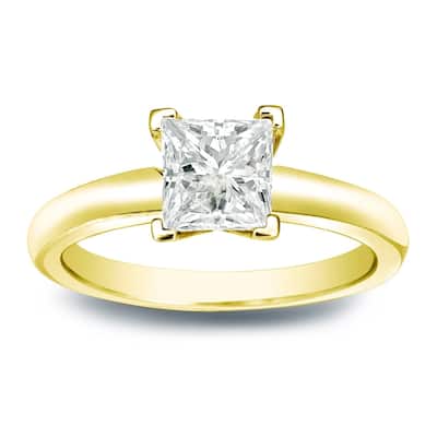 Auriya 14k Gold 1/3 carat TW Princess-cut Solitaire Diamond Engagement Ring (J-K, I1-I2)