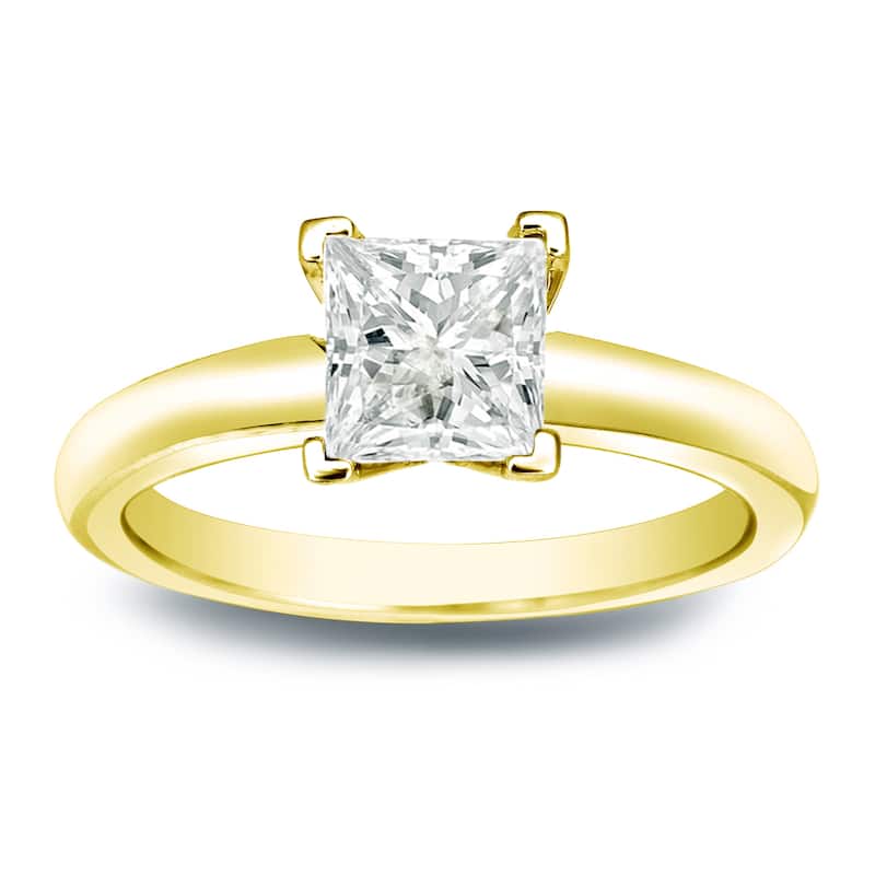 Auriya 14k Gold 1/3 carat TW Princess-cut Solitaire Diamond Engagement Ring (J-K, I1-I2)