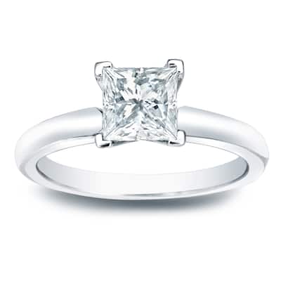 Auriya 14k Gold 1/2 carat TW Princess-cut Solitaire Diamond Engagement Ring