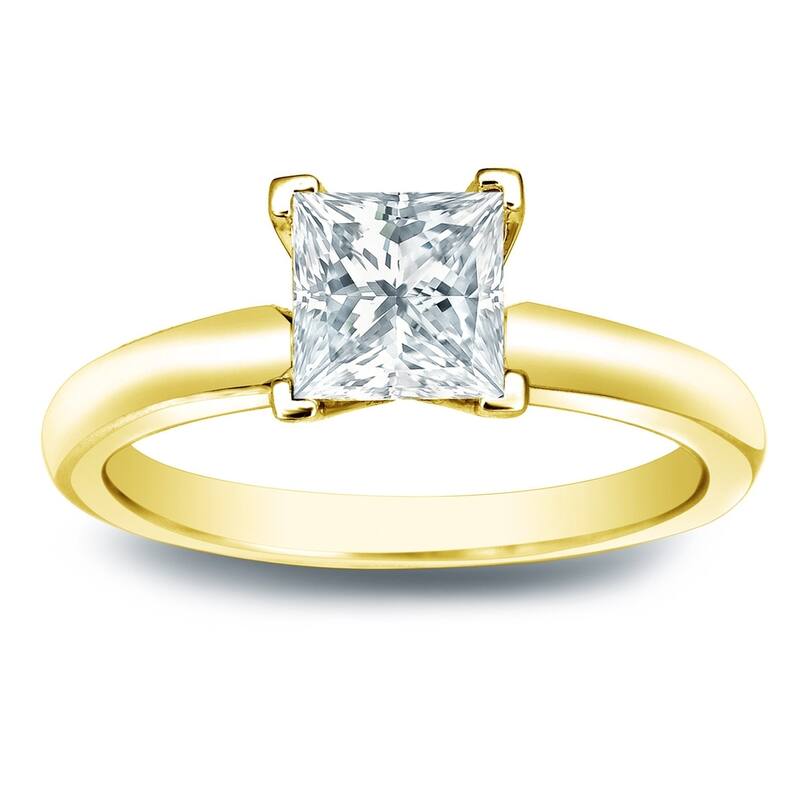 Auriya 14k Gold 1/2 carat TW Princess-cut Solitaire Diamond Engagement Ring - 9.5 - Yellow